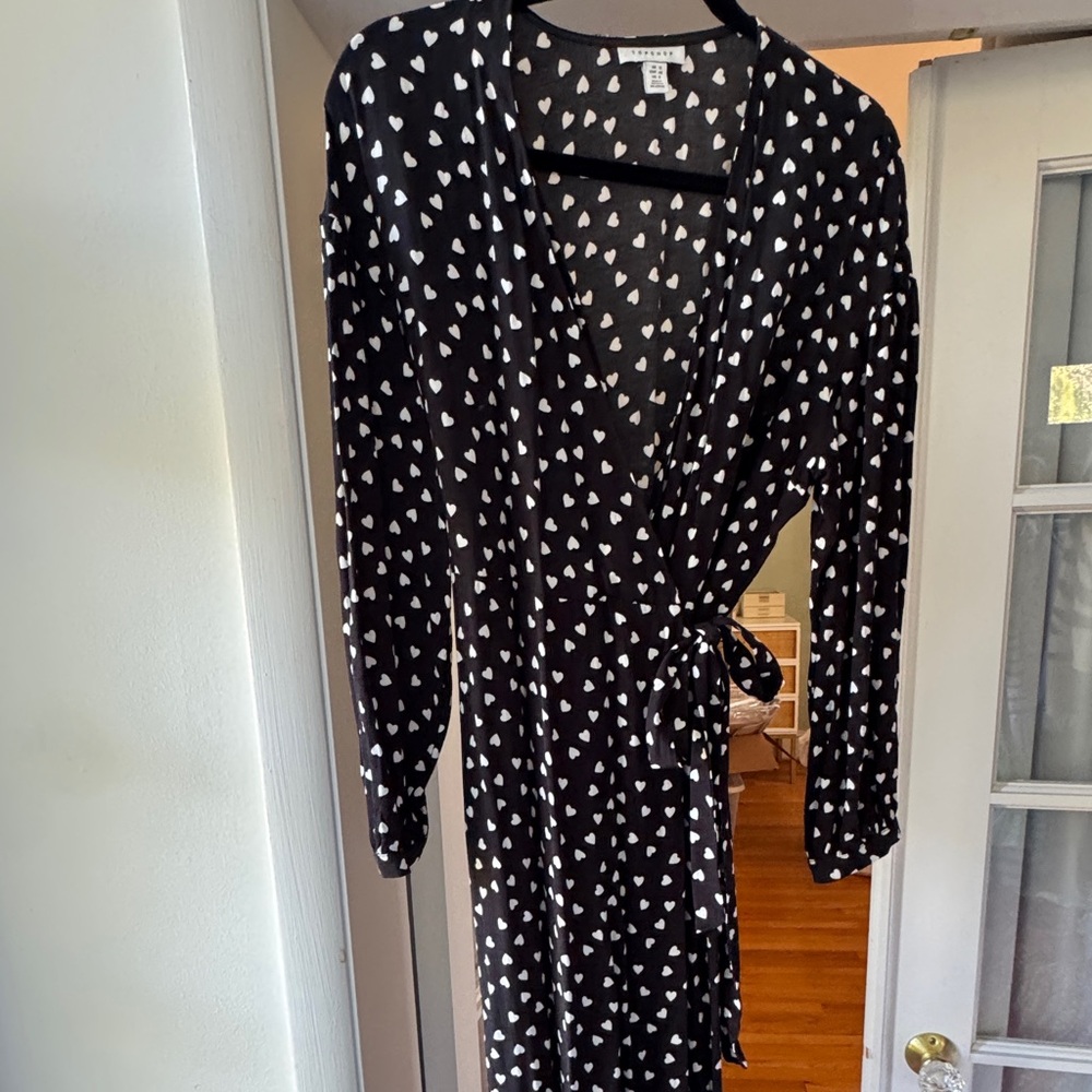 Topshop Wrap Midi Dress with Heart Details